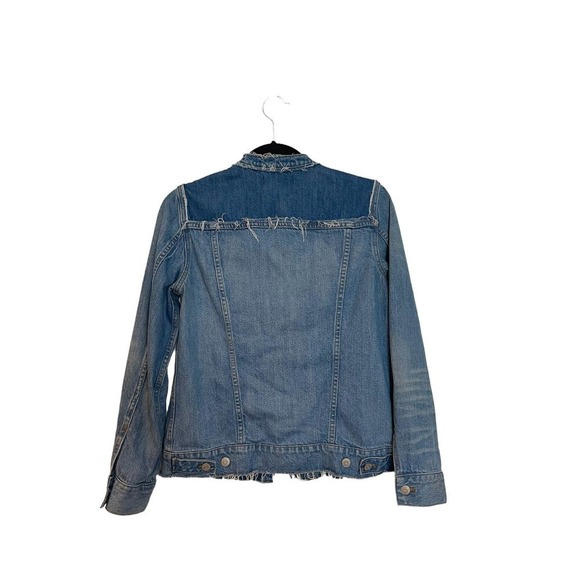 Madewell Distressed Collarless Denim Jackets Thunder Cloud Blue Women's Size M - Picture 7 of 11